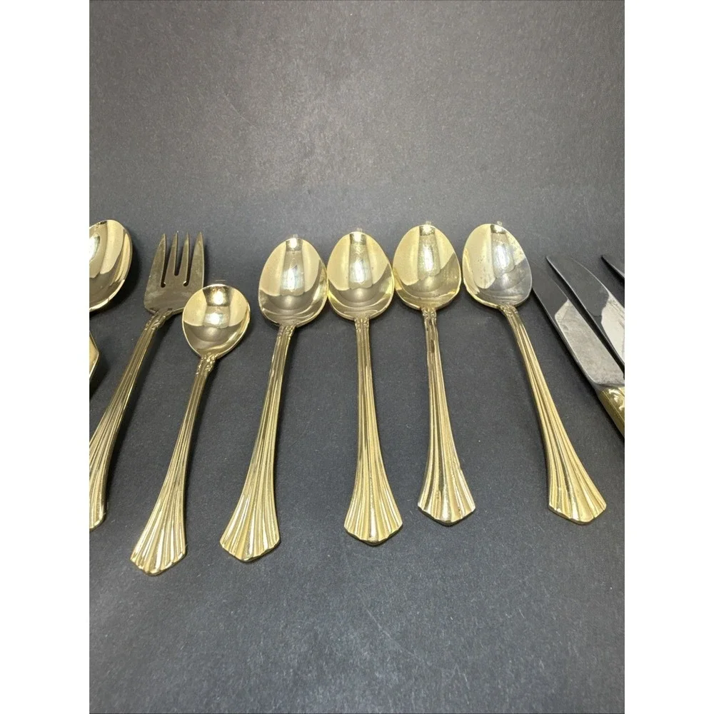Vintage Towle Supreme Aristocrat Gold Electroplate Cutlery Korea 23 Pieces 80's